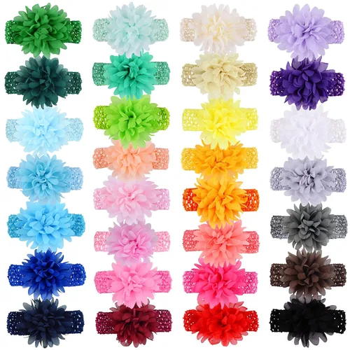 Miniatura 2 de 30 diademas de gasa para niñas pequeñas, suaves y elásticas, accesorios para el cabello para bebés, niñas, recién nacidos, bebés y niños pequeños