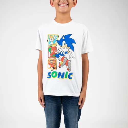 Miniatura 4 de Bioworld Sonic The Hedgehog Characters - Camiseta de manga corta con cuello redondo y manga corta, paquete de 4 camisetas para niño