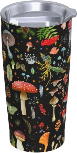 Miniatura 3 de Taza de hongos, taza de hongos, regalos de hongos, taza de café de 20 onzas, taza de viaje aislada con tapa a prueba de fugas, vaso reutilizable