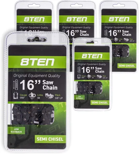 Miniatura 5 de 8TEN Cadena de motosierra para Husqvarna 136 137 141 142 240 Echo 501847052 Echo 91PXL52CQ 16 pulgadas .050 3/8 56DL paquete de 2
