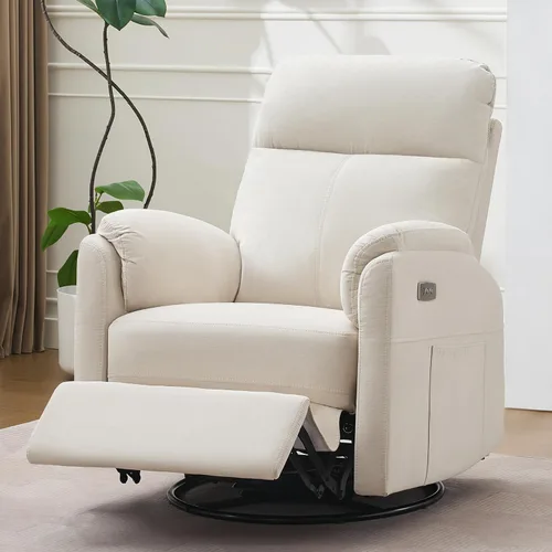 Miniatura 13 de Sillas Reclinables de Gran Tamaño para Adultos, Sillón Reclinable Giratorio Mecedora con Calor y Masaje Lazy Boy, Sillas Reclinables Asiento