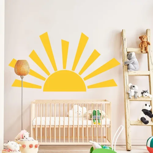 Miniatura 16 de 35.4 × 11.8 pulgadas, diseño de nubes de sol, mural de acuarela, vinilo moderno, extraíble, adhesivo para guardería, sala de juegos, sala de estar