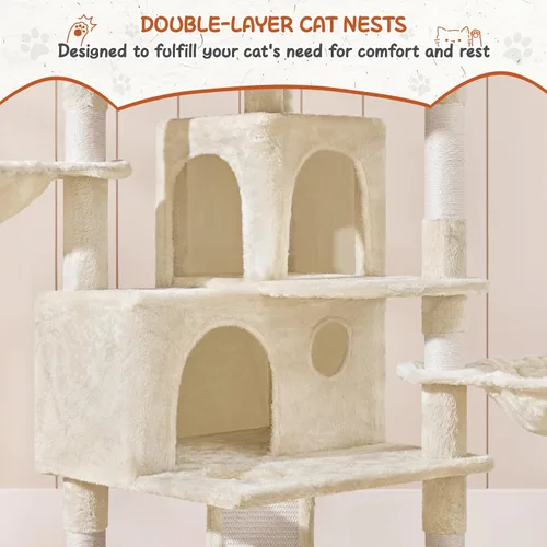 Miniatura 7 de Topeakmart Árboles para gatos grandes Inoor, torre para gatos extra grandes de 76.5 pulgadas con 3 perchas acogedoras, 3 condominios cálidos, postes