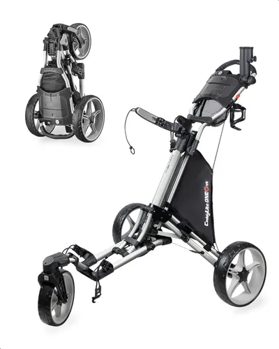 Miniatura 8 de Caddytek CaddyLite ONE-Swivel V8 - Carrito de golf plegable de 3 ruedas con un clic, ligero, con una rueda delantera giratoria de 360°, mango Gris