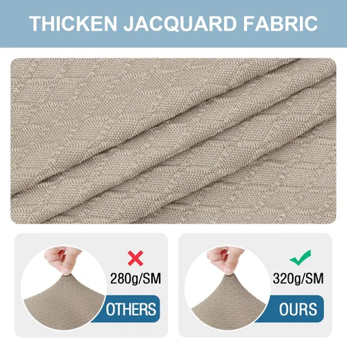 Miniatura 2 de Smiry Juego de 4 fundas de asiento elásticas de jacquard para sillas de comedor, extraíbles y lavables, sin fundas traseras, color gris pardo