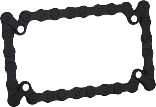 LPF245-BK 3D estilo cadena de bicicleta Zinc Metal mate negro acabado marco de matrícula de motocicleta