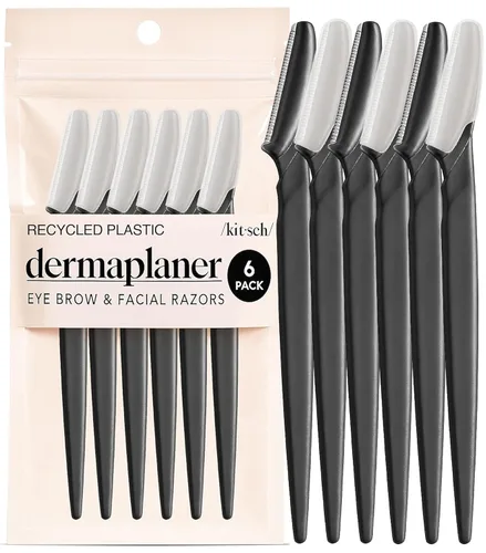 Kitsch Dermaplane - Maquinilla de afeitar facial para mujeres y hombres, maquinillas de afeitar para cejas y afeitadora facial - Maquinilla de Negro