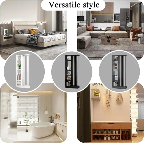 Miniatura 7 de Divisor de pared de habitación con estantes, pantalla de división de entrada de piso a techo, divisor de habitación independiente con estante