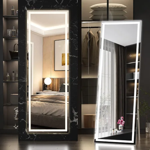 Miniatura 8 de Hasipu Espejo de longitud completa con luces, espejo de piso LED de 56 x 15.8 pulgadas, espejo de cuerpo entero para vestir, espejo montado