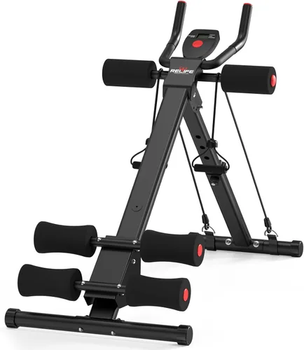 RELIFE REBUILD YOUR LIFE - Máquina de Entrenamiento Abdominal Ajustable, Entrenador de Abdominales Plegable, Equipo de Fuerza para Crunch Azul