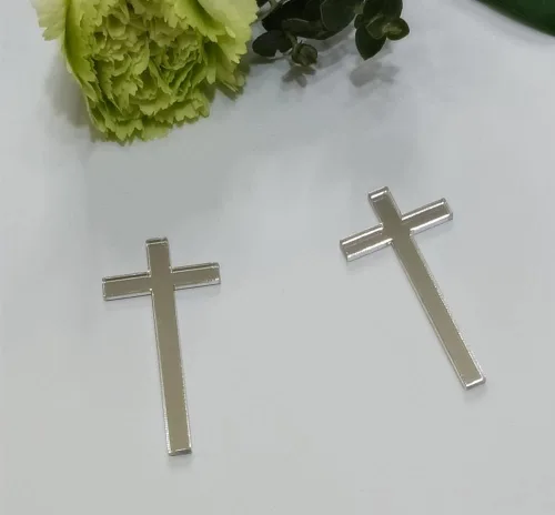 Miniatura 10 de 12 dijes para tartas de cruz, decoración de bautizo para tartas, confirmación de bautismo de acrílico delgado, decoración de pastel de cruz acrílica
