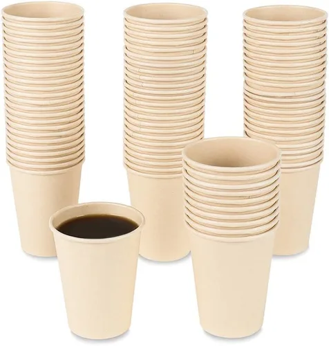 Miniatura 9 de Tazas de papel de café desechables, bebida caliente marrón de fibra vegetal 160 unidades 8 oz