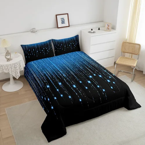 Miniatura 4 de Feelyou - Juego de edredón abstracto ombre, color azul y negro, juego de cama para adolescentes, para niños, mujeres y jóvenes, juego de edredón