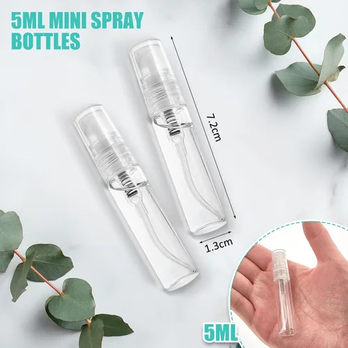 Miniatura 2 de Zhehao - 200 unidades de mini botellas de spray de 5 ml, botellas de vidrio transparente para perfume, atomizador de perfume recargable con Tapa