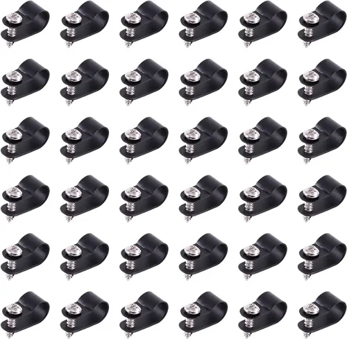 Miniatura 11 de Swpeet Paquete de 60 clips de cable tipo R de nailon negro de 5/16 pulgadas, clips de sujeción de cable de montaje de tornillo de nailon con 60