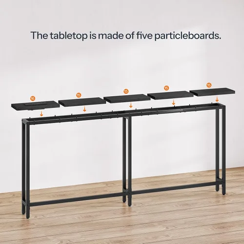 Miniatura 5 de HOOBRO - Mesa de consola estrecha de 63" con estación de carga, mesa de sofá de 5.9" con 2 tomas de corriente y puertos USB, mesas largas de entrada