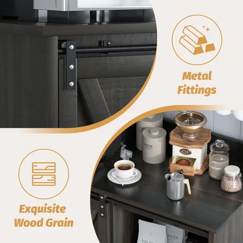 Miniatura 5 de 4ever2buy - Gabinete de café-bar de granja con aparador, gabinete de buffet de 31 pulgadas con puerta corrediza de granero, gabinete de barra