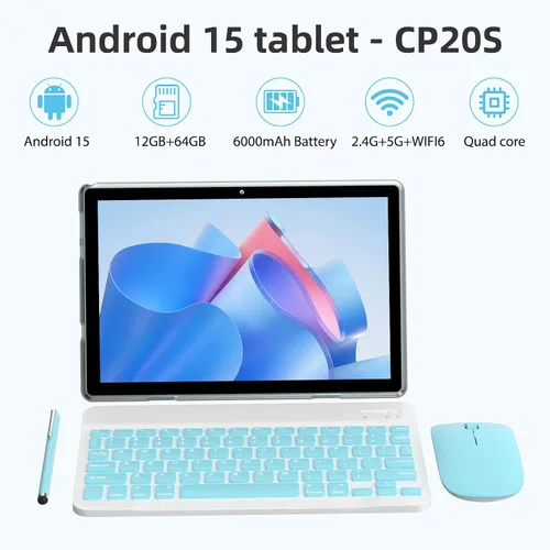 Miniatura 2 de HOTTABLET Kit de tableta Android 15 de 10 pulgadas con estuche/lápiz capacitivo, 12 (4+8 expandir) GB RAM+64 GB ROM, cámara dual de 2+8 MP, batería