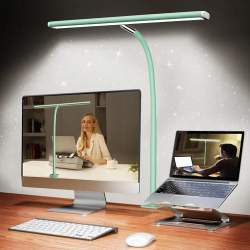 Miniatura 9 de Airlonv Lámpara de escritorio LED para oficina y hogar, luz de escritorio con atenuación continua ajustable y cuello de cisne flexible, lámpara