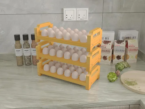 Miniatura 6 de Soporte para huevos de bambú, diseño apilable para huevos frescos, estante de almacenamiento de bandeja de huevos de granja, organizador de encimera