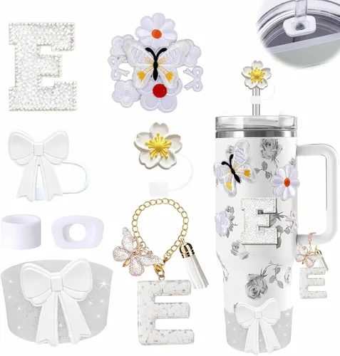 Miniatura 106 de 15 piezas de set de accesorios para vaso Stanley Cup 30oz 40oz con asa, incluye cubierta de pajita de silicona y bota, encanto de asa, encantos