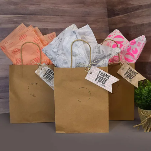 Miniatura 6 de Prime Line Packaging Bolsas de papel marrón, bolsas de regalo de estraza medianas con asas para pequeñas empresas, compras, boutiques, uso