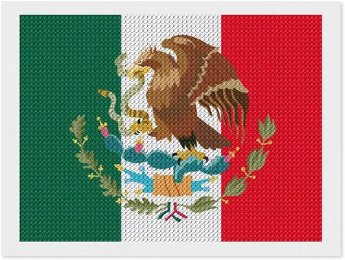 Miniatura 7 de Kits de pintura de diamantes con bandera mexicana para adultos, taladro completo 5D, manualidades para decoración de pared del hogar, regalo