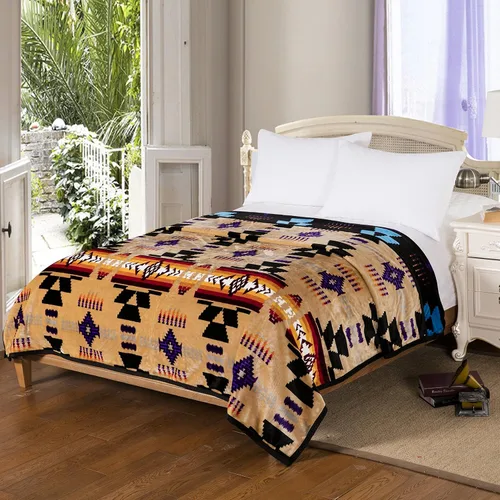 Miniatura 4 de Southwest Design - Manta reversible súper suave (estampado navajo) tamaño King (turquesa)