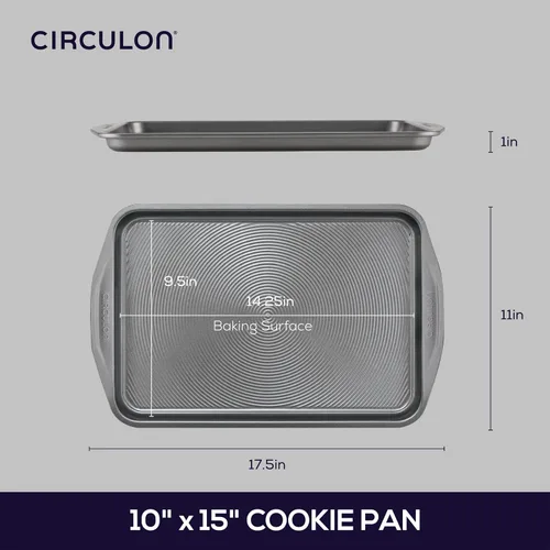 Miniatura 2 de Circulon Total Bakeware - Bandeja antiadherente para hornear galletas, 10 x 15 pulgadas, color gris oscuro