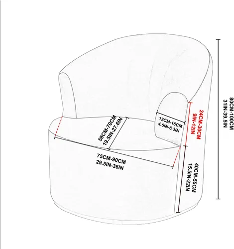 Miniatura 5 de Funda de terciopelo para silla giratoria de barril giratorio, funda elástica para silla decorativa de barril para sillón, funda de sofá moderna