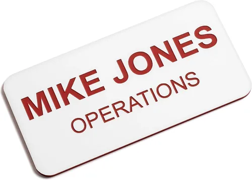 Miniatura 23 de Insignias de identificación con nombre grabadas personalizadas: identificación personalizada con pin o respaldo magnético, 1 pulgada x 3 pulgadas