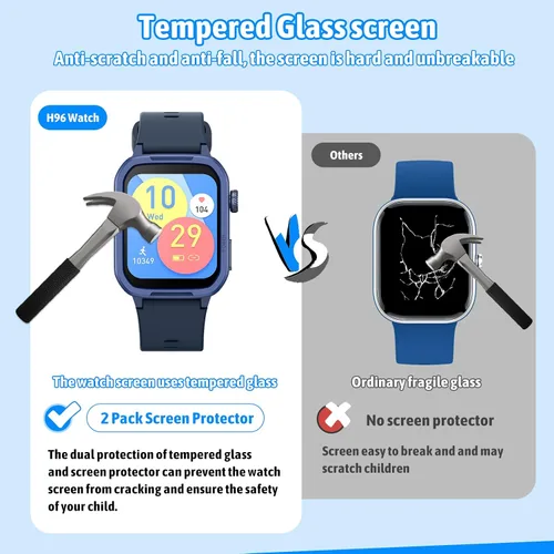 Miniatura 2 de Reloj inteligente para niños, no necesita teléfono, rastreador de fitness de vidrio templado para niños y adolescentes con 19 modos deportivos, Azul