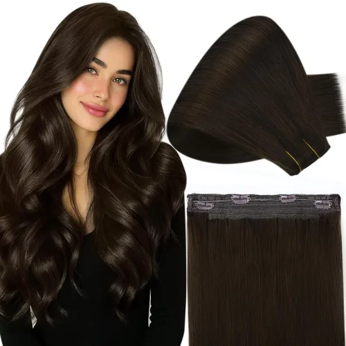Miniatura 23 de Fshine - Extensiones de cabello humano con clip, de 16 pulgadas, con clip, color marrón chocolate, mezcla de rubio caramelo, extensiones de cabello