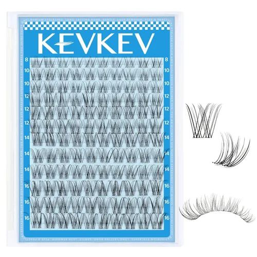Miniatura 14 de KEVKEV Racimos de pestañas 144 unidades, racimos de pestañas naturales tenues, extensión de pestañas de banda fina y suave, mezcla de longitudes