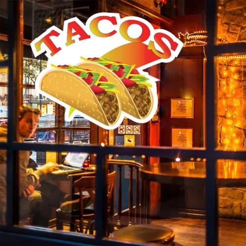 Miniatura 4 de Calcomanías personalizadas para camiones de alimentos Tacos, guacamole y carne de res, letrero de concesión de concesión de alimentos y bebidas, 10