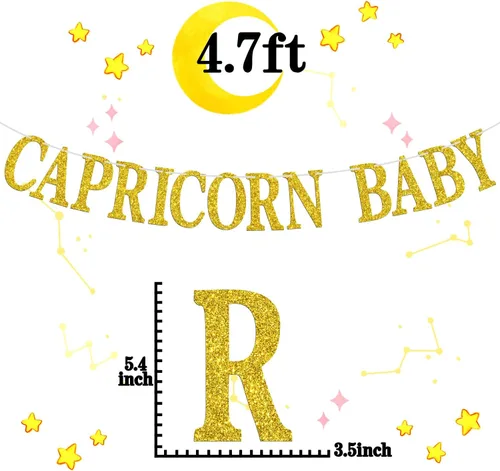 Miniatura 2 de Cartel de cumpleaños de Capricornio para bebé, letrero de temporada de Capricornio del zodiaco, horóscopo/astrología, suministros de decoración