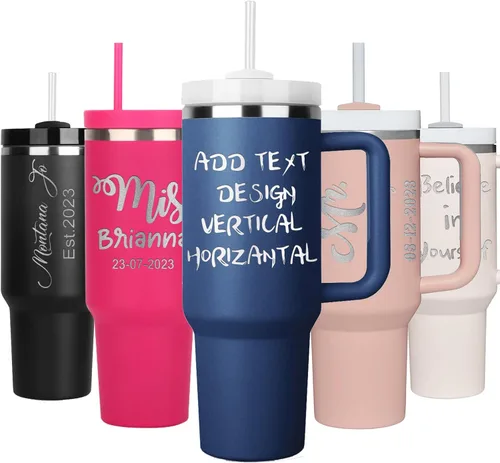 Miniatura 10 de Vaso personalizado – Grabado con láser con nombre, vaso delgado de acero inoxidable personalizado de 20 onzas con tapas y pajitas 19 colores y 16