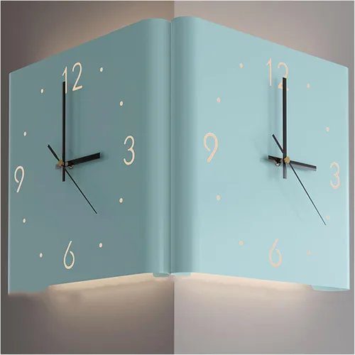 Miniatura 17 de KYOFIS Reloj de pared Corne de doble cara, reloj de pared digital de esquina con escala numeral, funciona con pilas, reloj de pared silencioso