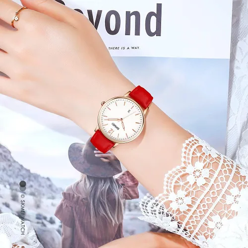 Miniatura 3 de SKMEI Womens Watches for Ladies Female Leather Band Big face Waterproof Thin Minimalist Fashion Casual Simple Dress Analog Quartz with Date Luminous