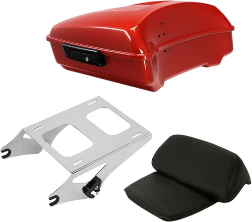 Miniatura 34 de TCT-MOTORPARTS Atlas Silver Metálico Maletero de Viaje Modificado con Respaldo y Montaje en Rack Adecuado para Harley Touring 14-25 Street Glide