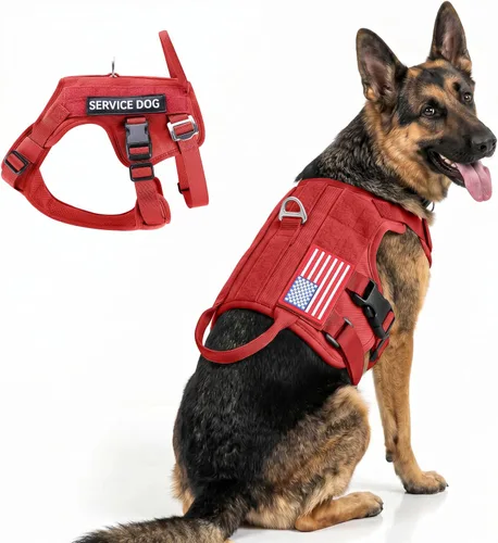 Miniatura 14 de FAYOGOO - Arnés táctico para perros grandes - Arnés de perro resistente a fugas con asa - Chaleco de perro de servicio militar sin tirones con Marrón