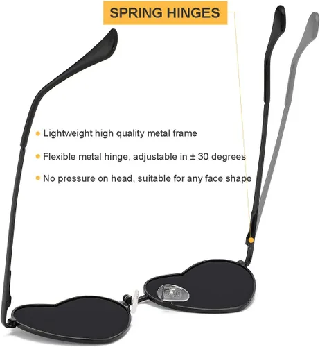 Miniatura 5 de Gafas de sol polarizadas en forma de corazón para mujer, marco de metal, bonitas y encantadoras, 100% protección UV