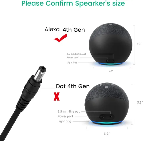 Miniatura 4 de Cable de alimentación de extensión de repuesto para Echo Show 8, Show 10 de 3ª generación, Echo Show 2ª generación, Amazon Echo 4ª generación, cable