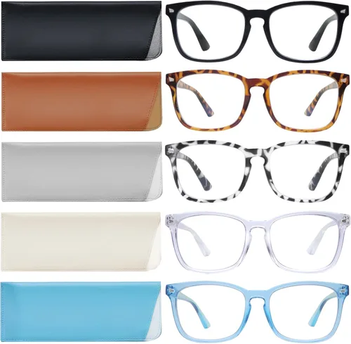 Miniatura 13 de Paquete de 5 lentes de lectura con bloqueo de luz azul, lectores de bisagra de resorte para mujeres y hombres, anteojos nerd con filtro anti rayos