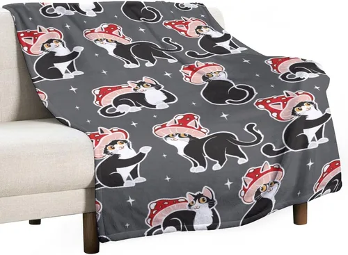 Miniatura 7 de HWING Manta de Gato Negro que Brilla en la Oscuridad - Regalos de Cumpleaños para Niñas Amantes de los Gatos, Mujeres, Adolescentes, Adultos