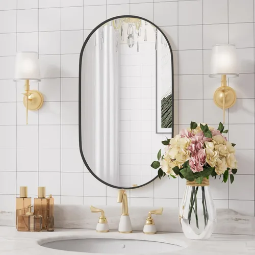 Miniatura 4 de Protylctaster Espejos ovalados, espejos ovalados de baño, espejo negro de 20 x 28 pulgadas, espejos decorativos de pared, espejos de baño para sobre