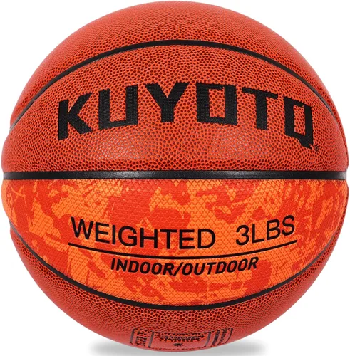 Miniatura 13 de KUYOTQ 3LBS/3.3LBS/2.2LBS Weighted Heavy Training Basketball 29.5/28.5" in and Outdoor Improving Handling Dribbling Passing Rebounding Skill marrón