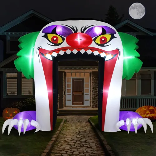 ZPISF - Arco inflable gigante de payaso de 10 pies de Halloween, decoraciones inflables de Halloween para exteriores, decoraciones de arco de