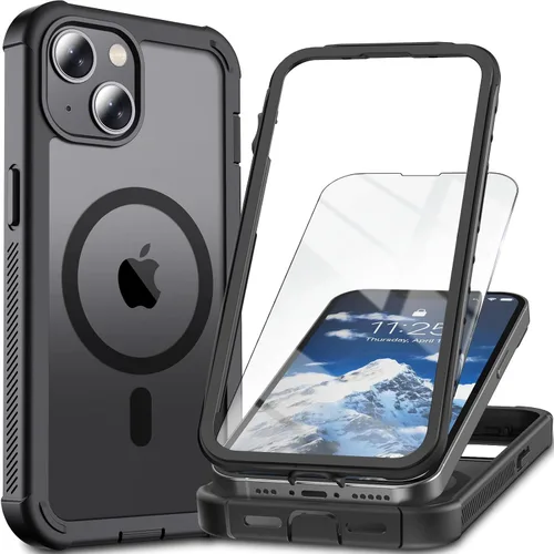 Miniatura 16 de Funda magnética para iPhone 13 Pro Max, protector de pantalla, compatible con MagSafe, protección contra caídas de grado militar, protección
