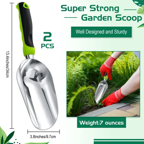 Miniatura 2 de Paleta de aluminio para trasplantadora de tierra de 13.39 x 3.82 pulgadas, herramientas de jardín a prueba de curvas, pala de mano grande